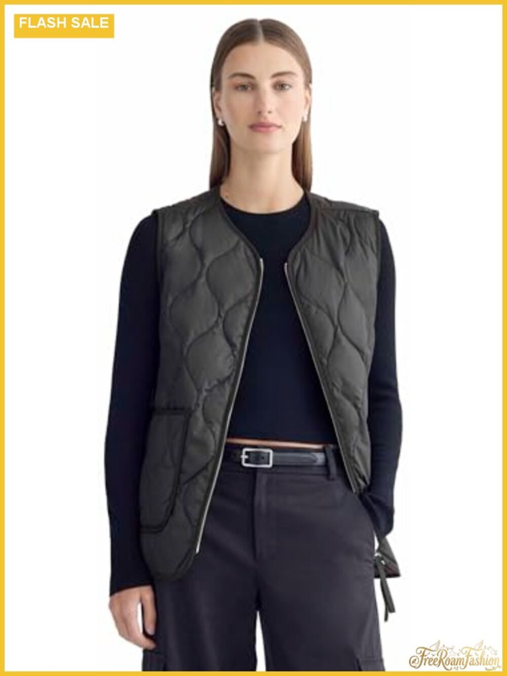 Oversized Quilted Puffer Vest Water-Resistant Recycled Polyester